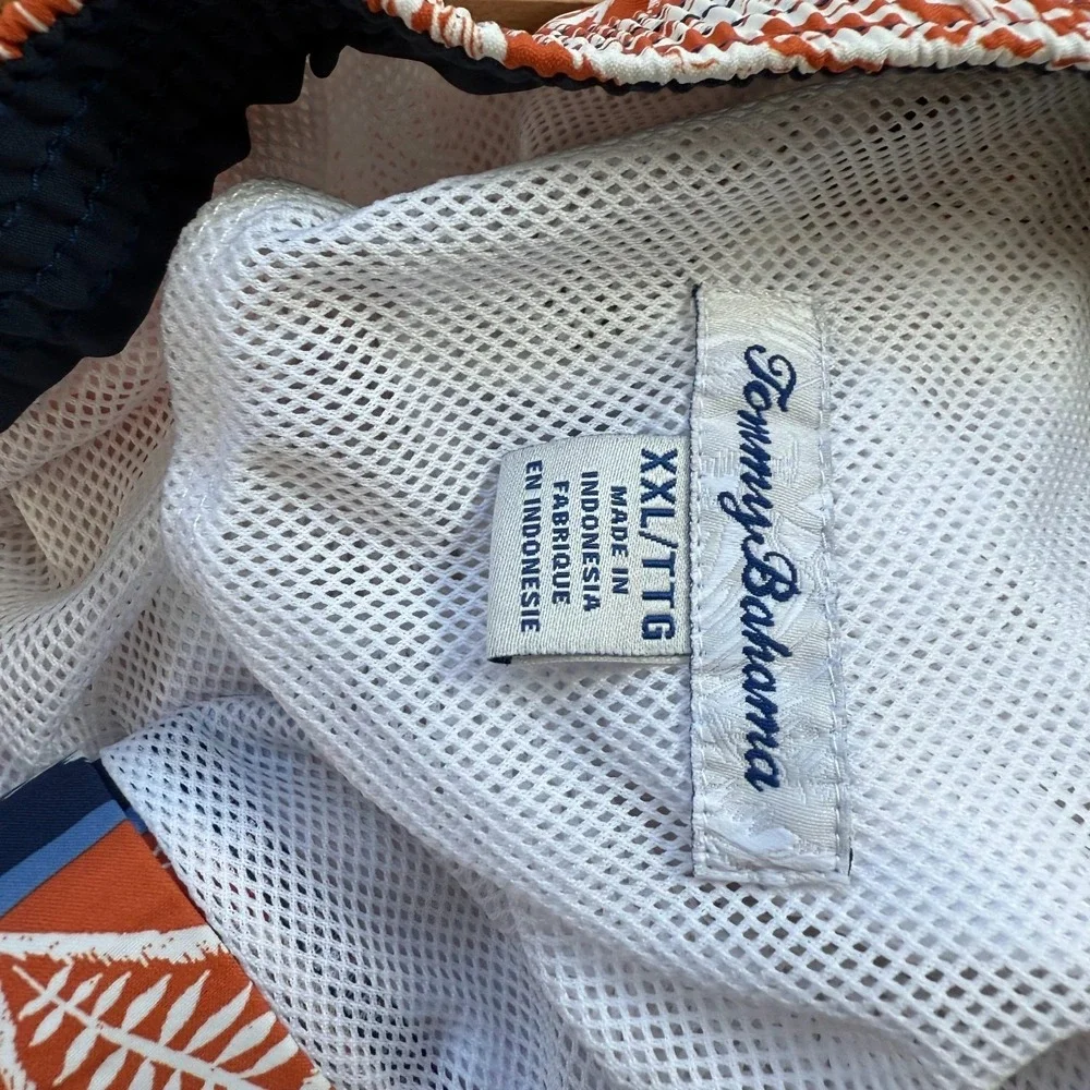 Tommy‎ Bahama Baja Palms Board Shorts Men's Blue Orange Drawstring Beach - 2XL